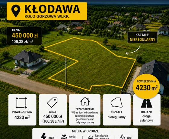 Działka na sprzedaż, Gorzów Wielkopolski, Kłodawa - 450 000 zł