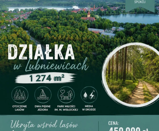 Działka na sprzedaż, Lubniewice - 450 000 zł
