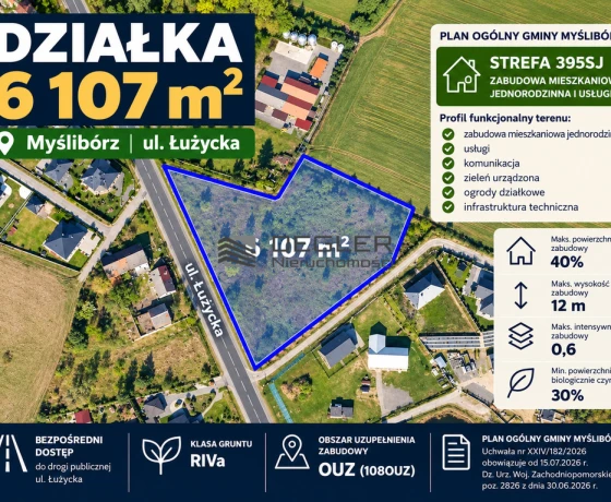 Działka na sprzedaż, Myślibórz - 610 700 zł